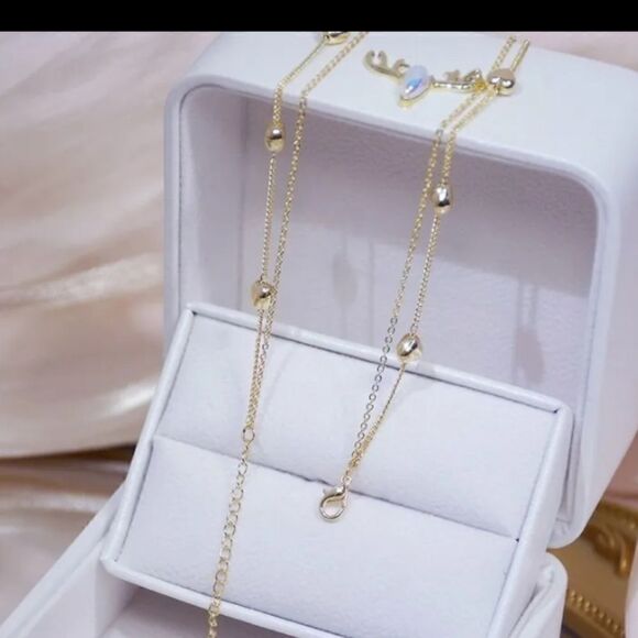 GOLD Plated Heart Diamond Heart Necklace - Picture 3 of 5